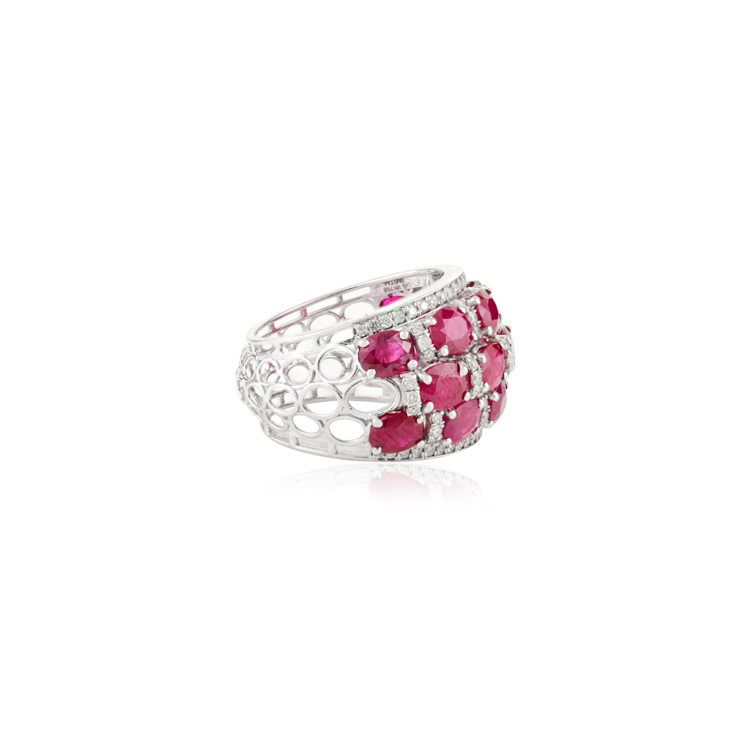 18K White Gold Ruby Diamond Dome Ring