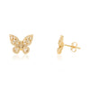 14K Yellow Gold Diamond Butterfly Stud Earrings Thumbnail