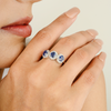 14K Gold Blue Sapphire & Diamond Three Stone Wedding Ring Thumbnail