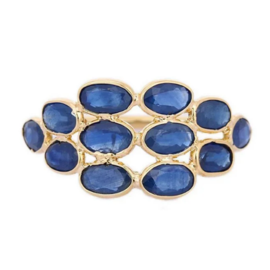 18K Yellow Gold Unique Sapphire Ring Image