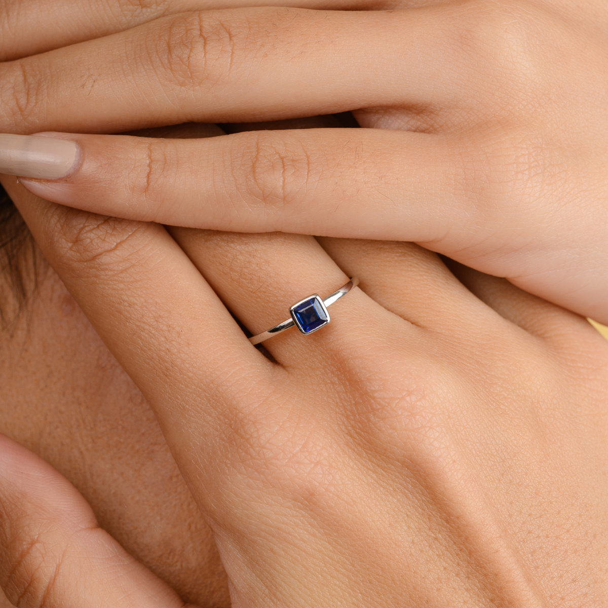 18K Gold Blue Sapphire Statement Ring - vrjewels-us