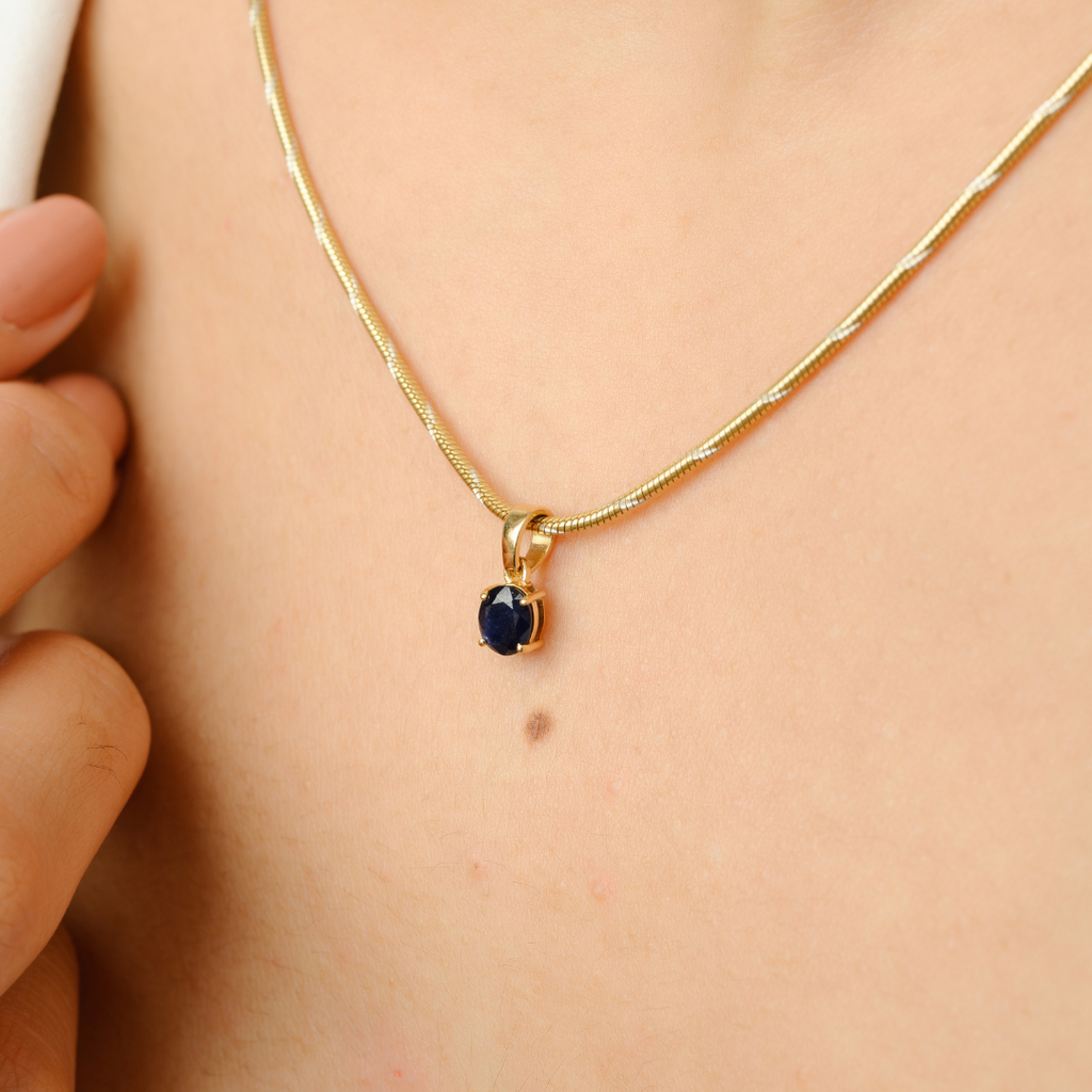 18K Gold Blue Sapphire Pendant Image