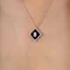 18K Art Deco Inspired Black Onyx Diamond Pendant Necklace Thumbnail