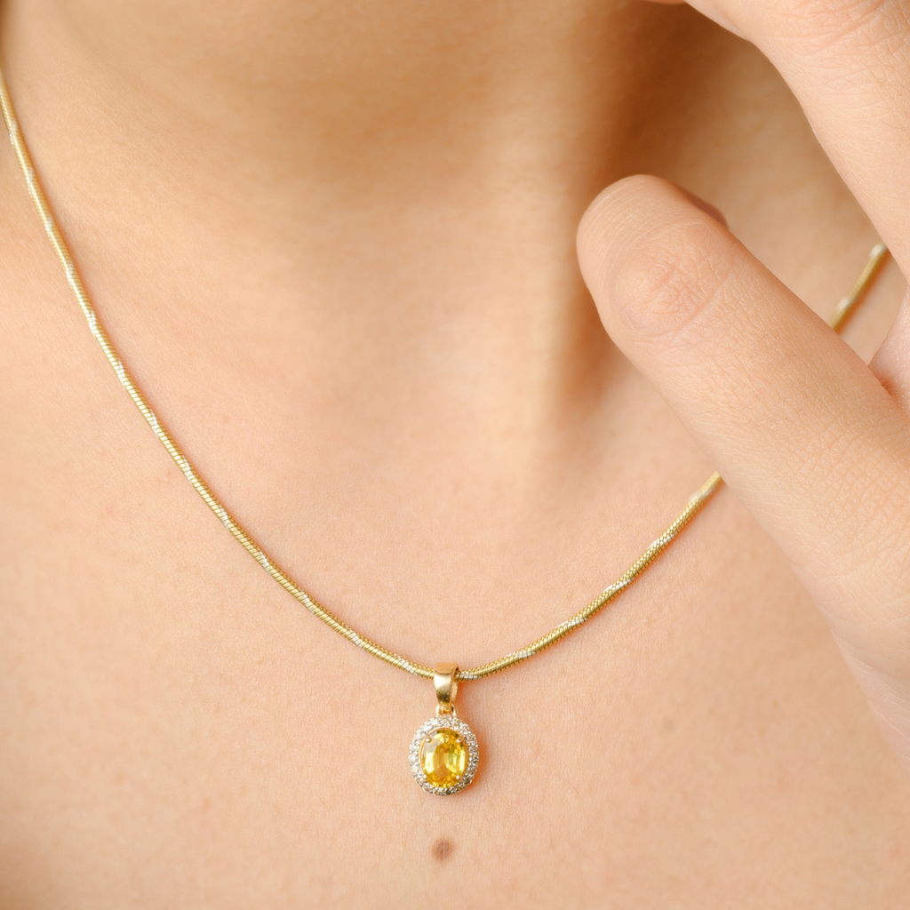 18K Gold Yellow Sapphire Combo Jewelry Set Image