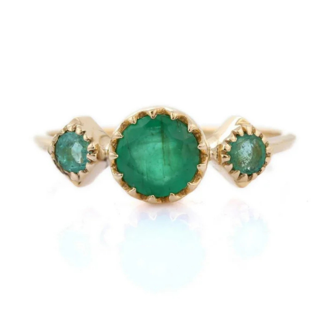 14K Yellow Gold Emerald Ring Image