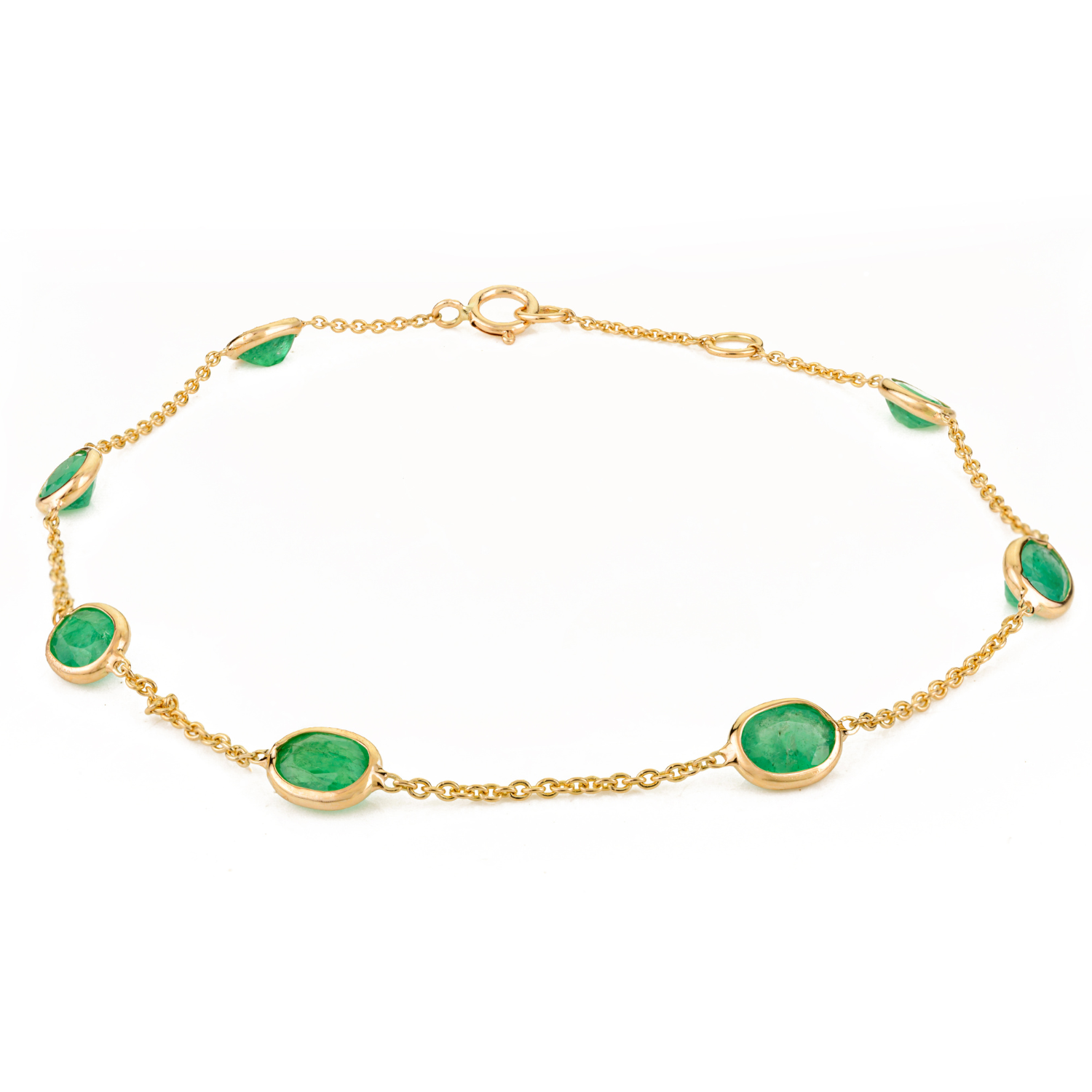 14K Yellow Gold Emerald Delegate Chain Bracelet