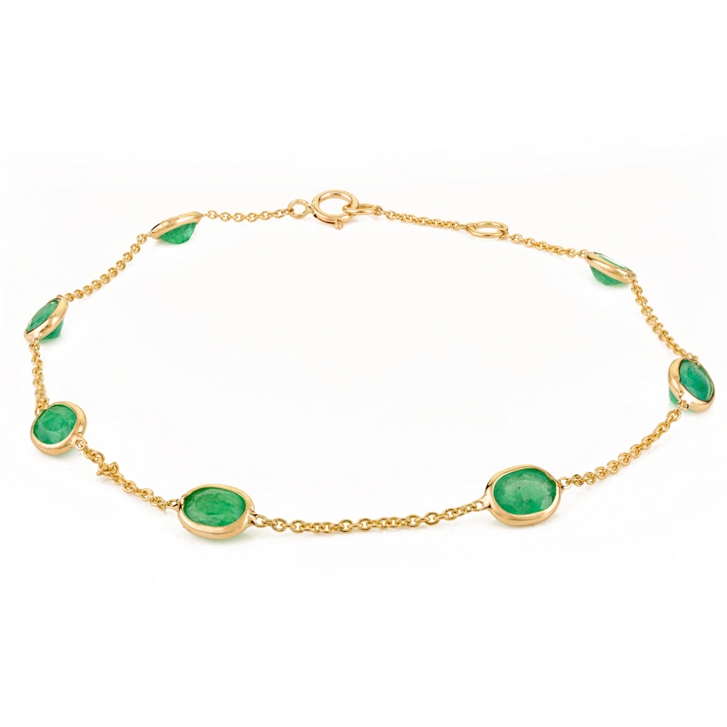 14K Yellow Gold Emerald Delegate Chain Bracelet Image