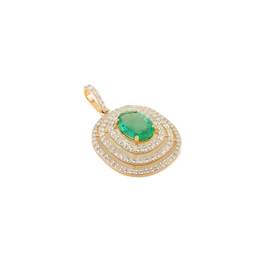 18K Solid Yellow Gold Double Halo Solitaire Pendant Image