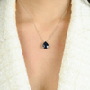 18K Solid Gold Blue Sapphire Pendant Necklace Thumbnail