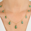 18K Solid Yellow Gold Emerald Teardrop Chain Necklace Thumbnail