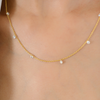 18K Gold Dewdrop Natural Diamond by the Yard Chain Necklace Thumbnail