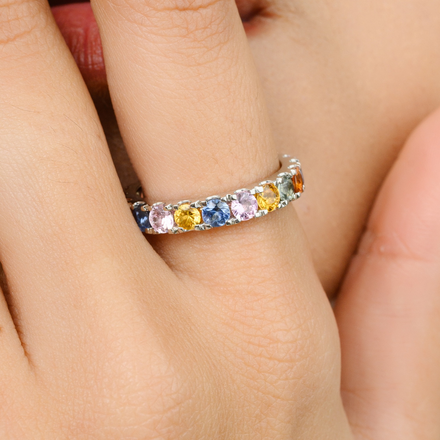 14K Multi Sapphire Eternity Band