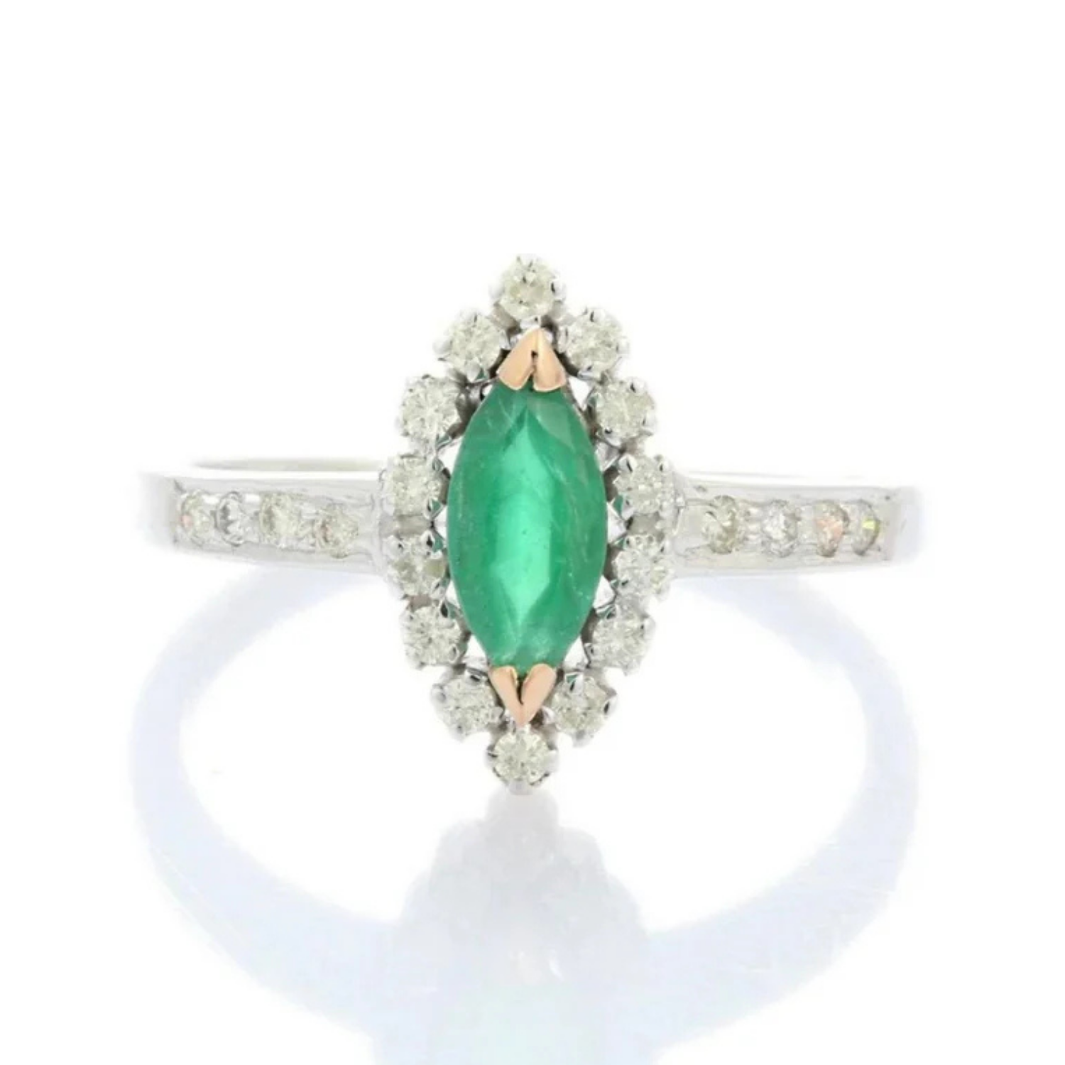 14K White Gold Emerald Ring