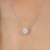 18K White Gold Brilliant Diamond Halo Pendant Necklace Thumbnail