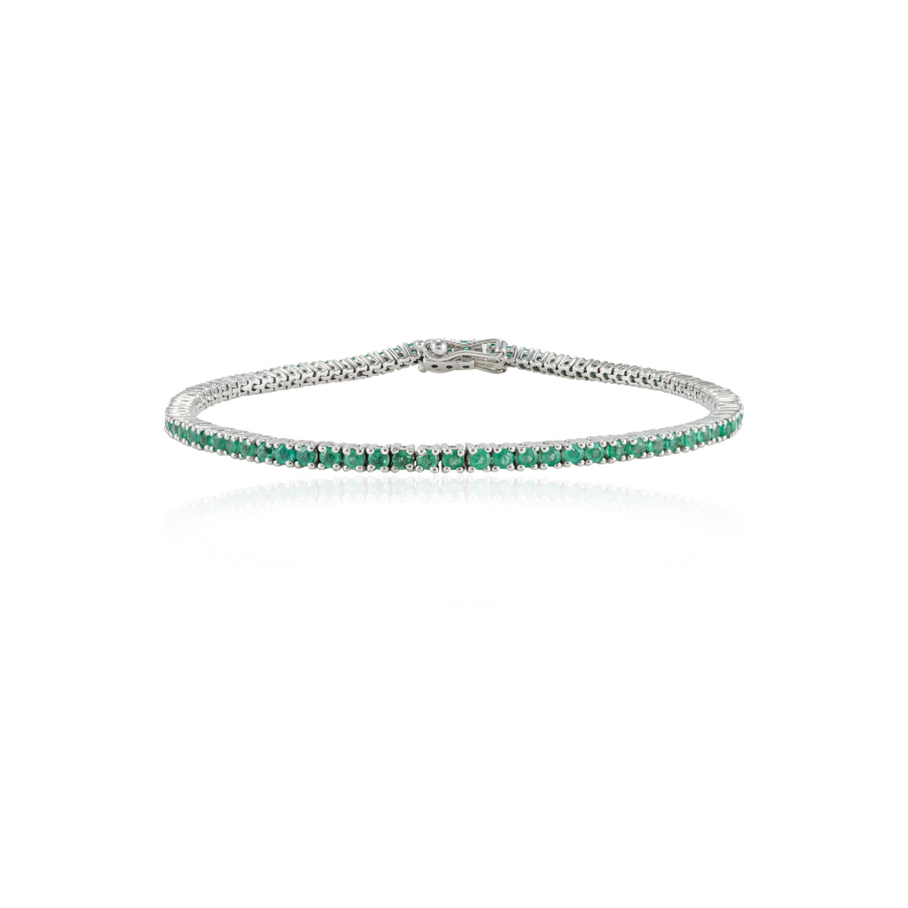 18K Gold Emerald Sleek Bracelet Image