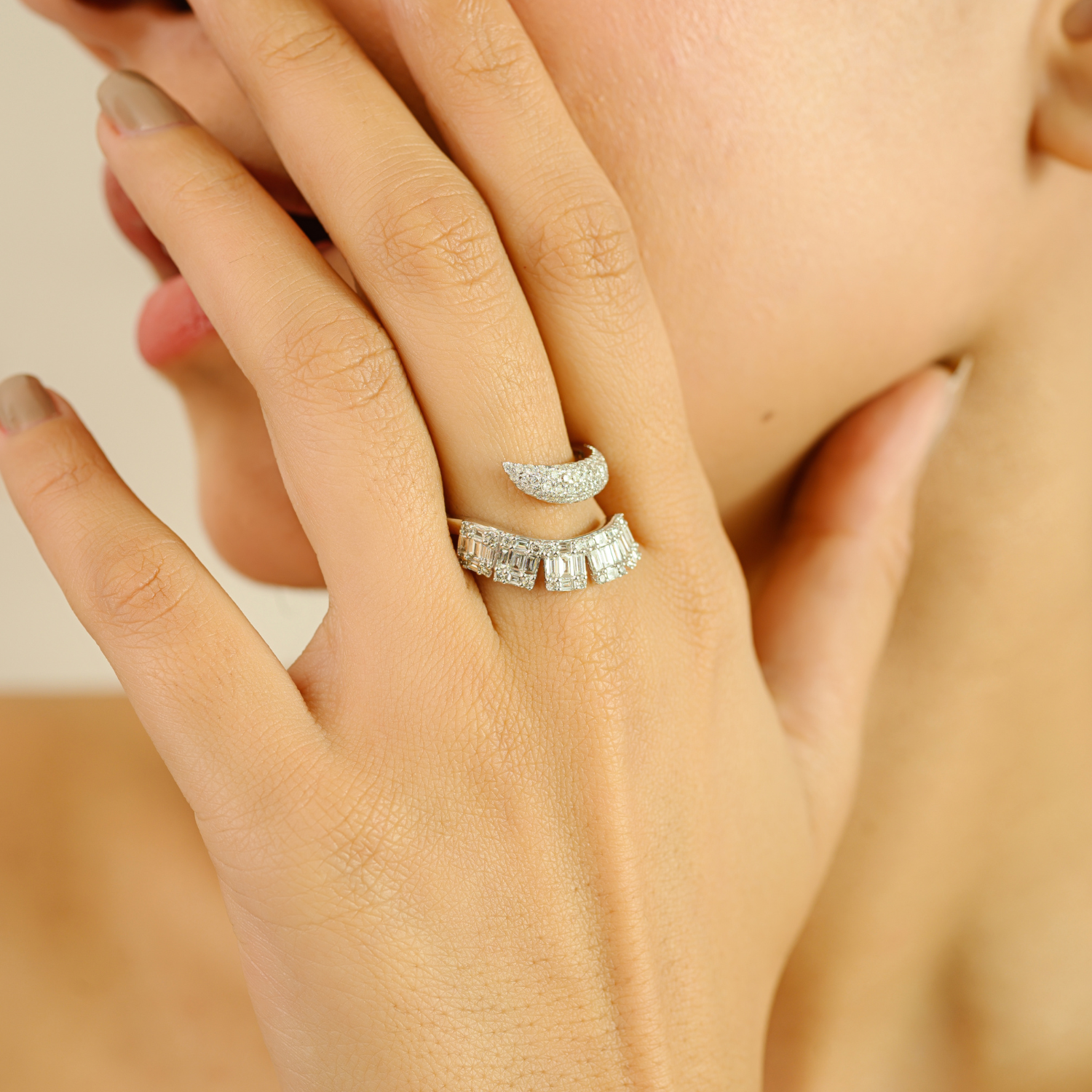 14k White Gold Diamond Engagement Ring For Her
