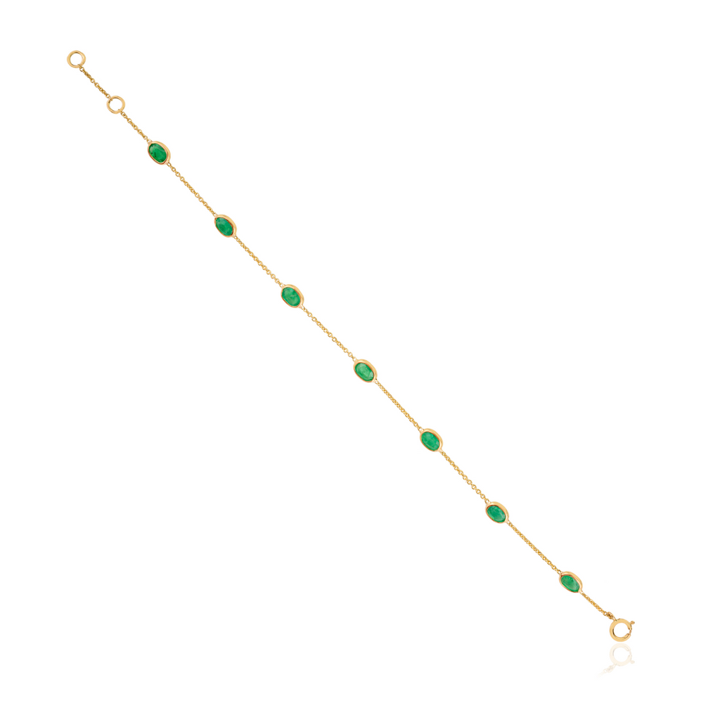 14K Yellow Gold Emerald Delegate Chain Bracelet Image