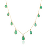 18K Solid Yellow Gold Emerald Teardrop Chain Necklace Thumbnail