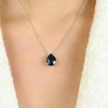 18K Solid Gold Blue Sapphire Pendant Necklace Thumbnail