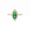 18K Solid Yellow Gold Marquise Emerald Ring Thumbnail