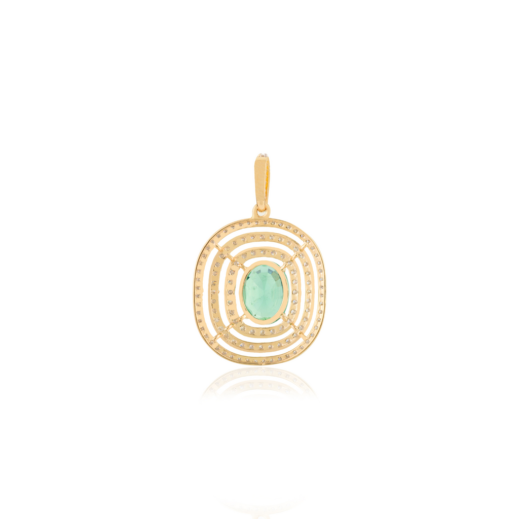 18K Solid Yellow Gold Double Halo Solitaire Pendant Image