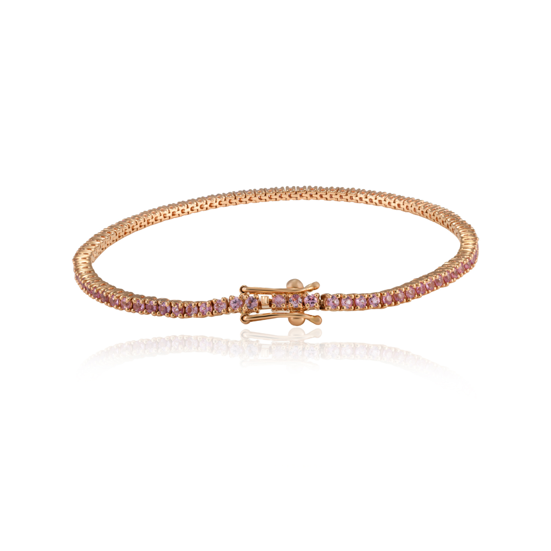 18K Gold Pink Sapphire Sleek Bracelet
