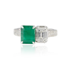 18K Gold Emerald Diamond Wedding Ring Thumbnail