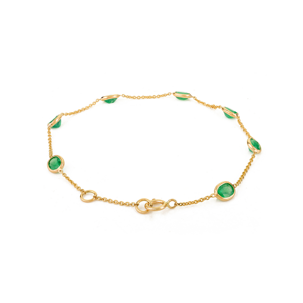 14K Yellow Gold Emerald Delegate Chain Bracelet Image