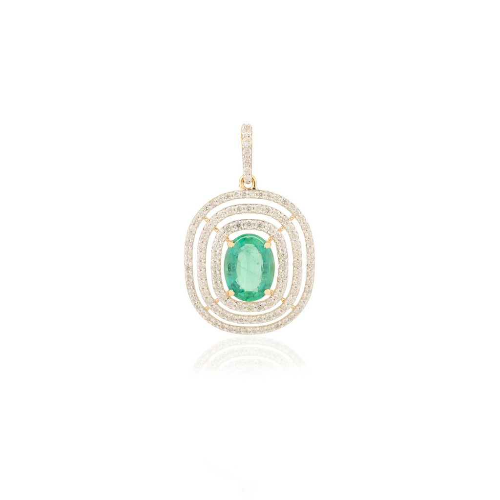 18K Solid Yellow Gold Double Halo Solitaire Pendant Image