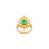 14K Solid Yellow Gold Emerald Diamond Modern Ring Thumbnail