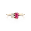 14K Solid Gold Ruby Diamond Toi et moi Ring Thumbnail