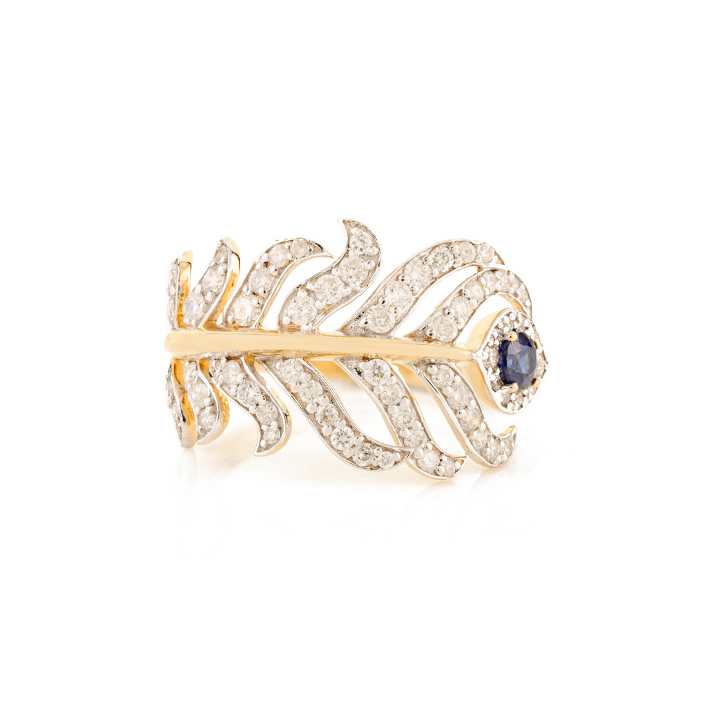 18K Yellow Gold Miracle Feather Diamond Ring Image