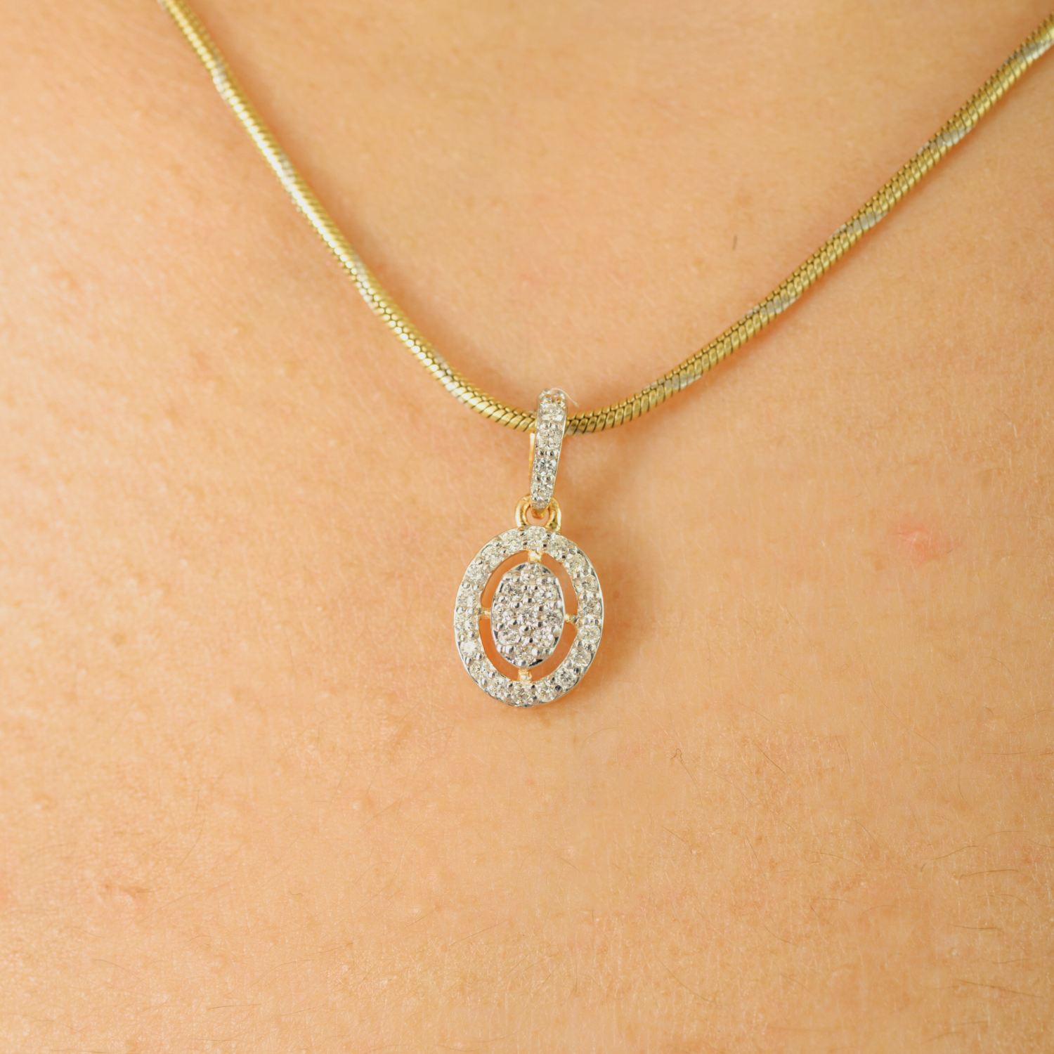 18K Solid Yellow Gold Diamond Charm Pendant