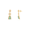 18k Yellow Gold Emerald & Diamond Geometric Drop Earrings Thumbnail
