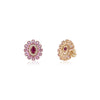 14K Gold Natural Pink Sapphire & Ruby Contemporary Stud Earrings Thumbnail