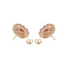 14K Gold Natural Pink Sapphire & Ruby Contemporary Stud Earrings Thumbnail