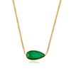 18K East West 6.6 Ct Emerald Bezel Necklace- Curb Chain Thumbnail