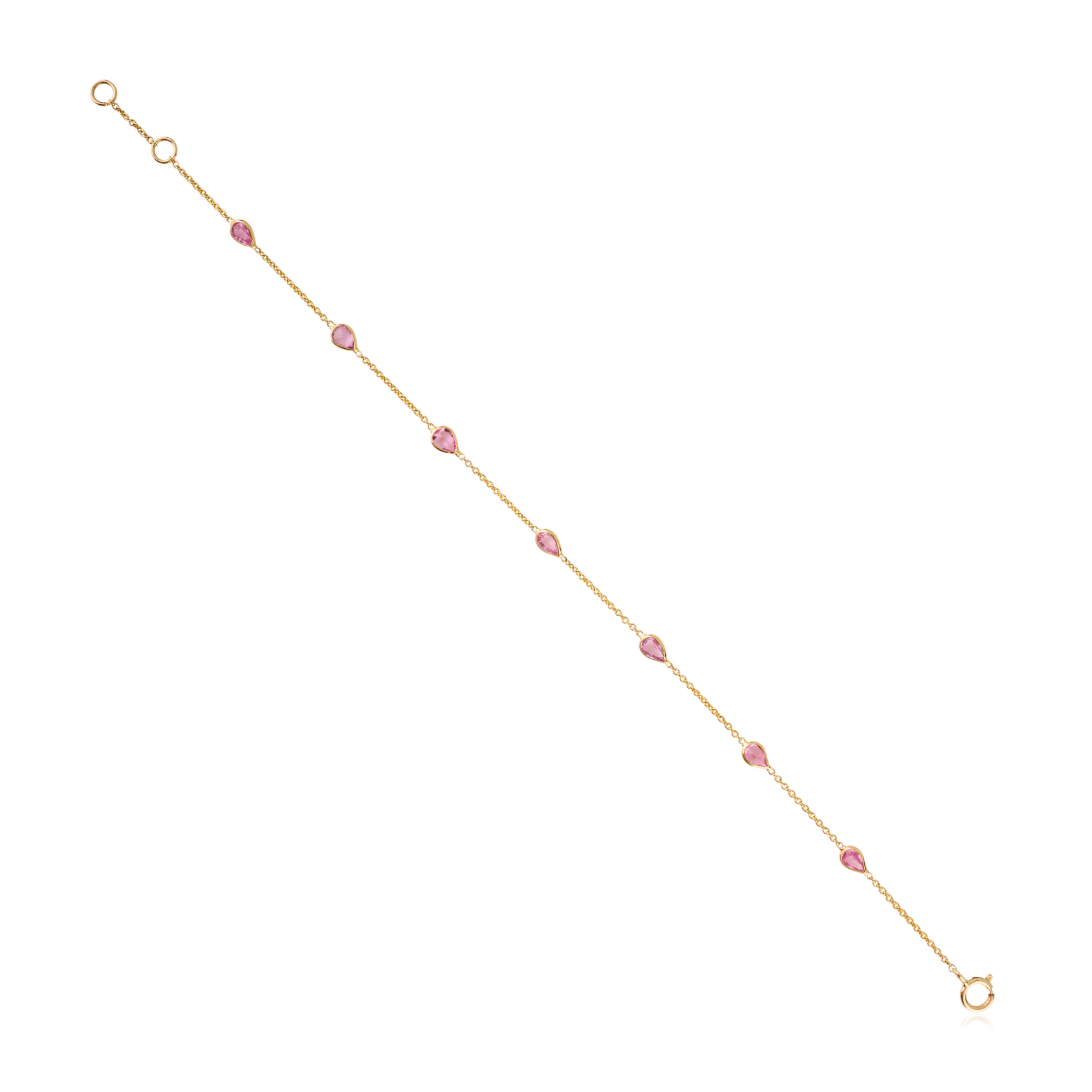 14K Modern 1 Carat Pink Sapphire Station Chain Bracelet