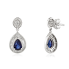 14K Pear Sapphire Diamond Cluster Drop Earrings Thumbnail