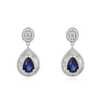 14K Pear Sapphire Diamond Cluster Drop Earrings Thumbnail