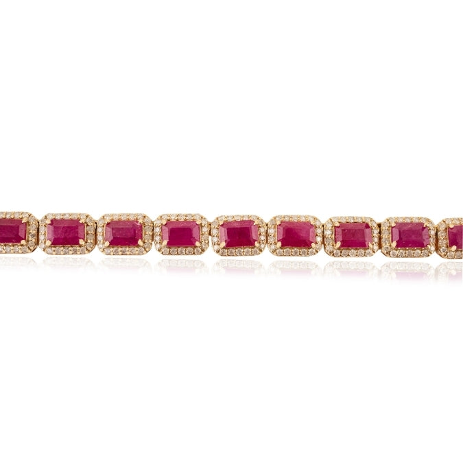 14K Gold Regal 27.47 Carat Ruby Diamond Statement Tennis Necklace Image