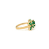 14K Gold Cluster Floral Emerald Diamond Art Deco Ring Thumbnail