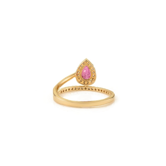 14K Gold Floating 1 Ct Ruby Diamond Contemporary Ring Image