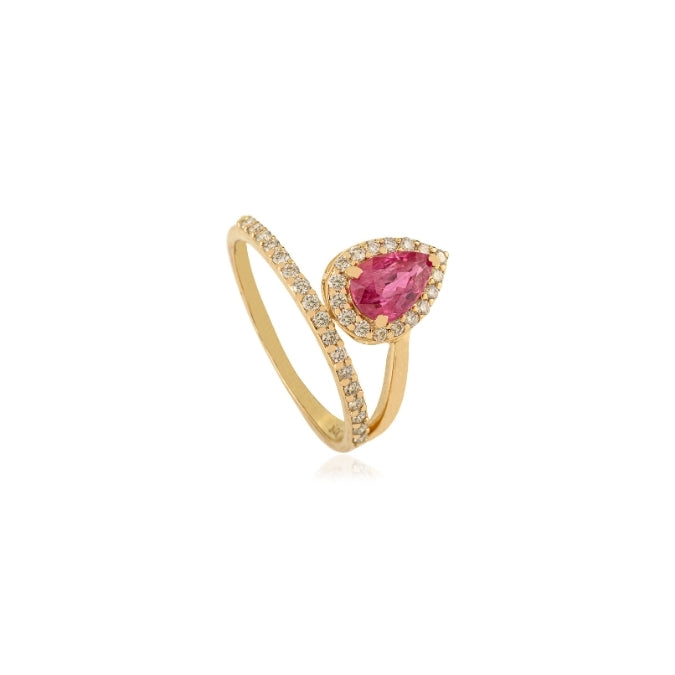 14K Gold Floating 1 Ct Ruby Diamond Contemporary Ring Image