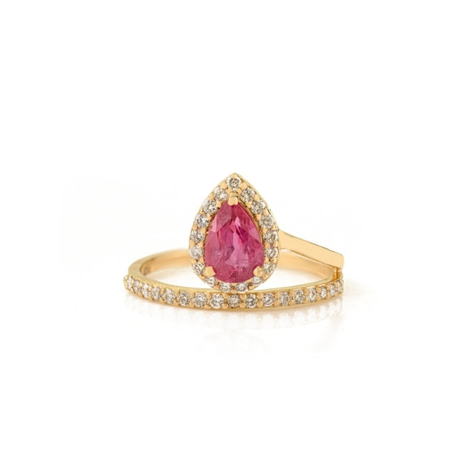 14K Gold Floating 1 Ct Ruby Diamond Contemporary Ring Image