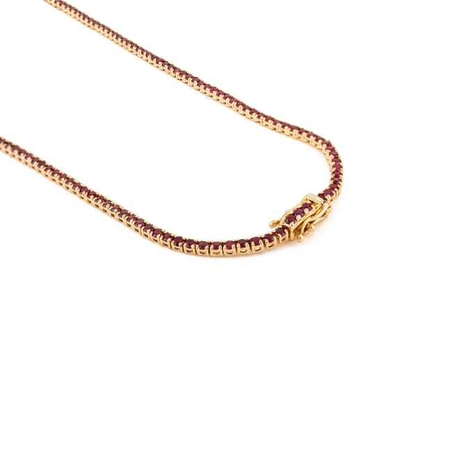 14K Gold Round Ruby 8.54 Carat Contemporary Tennis Necklace