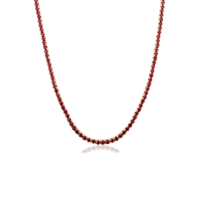 14K Gold Round Ruby 8.54 Carat Contemporary Tennis Necklace Image