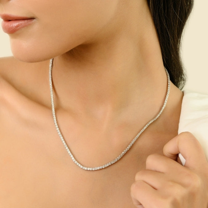 Vintage Style 6.72 Ct  Natural Diamond Wedding Necklace in 14K Gold Image