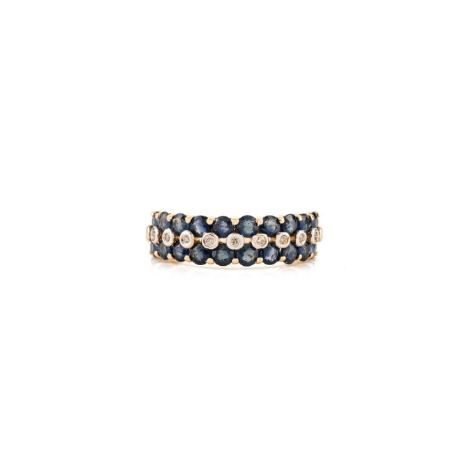 14K Gold Chic Style Sapphire Diamond Wedding Band Ring