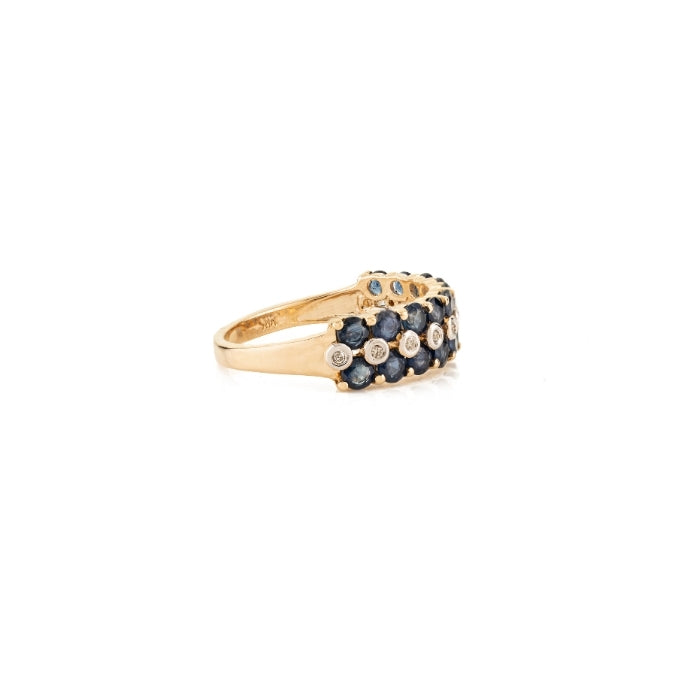 14K Gold Chic Style Sapphire Diamond Wedding Band Ring